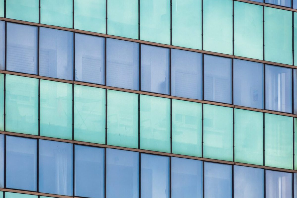 An abstract low angle shot of a modern building for wallpaper/background